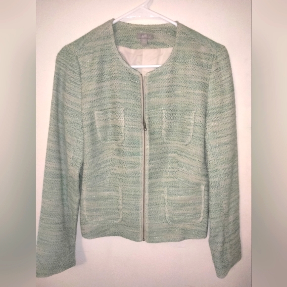 J. Jill Jackets & Blazers - J. Jill Green Woven Linen Blazer XS